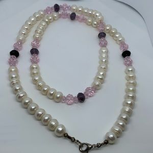 FRESH WATER PEARLS N CRYSTALS 30”NECKLACE